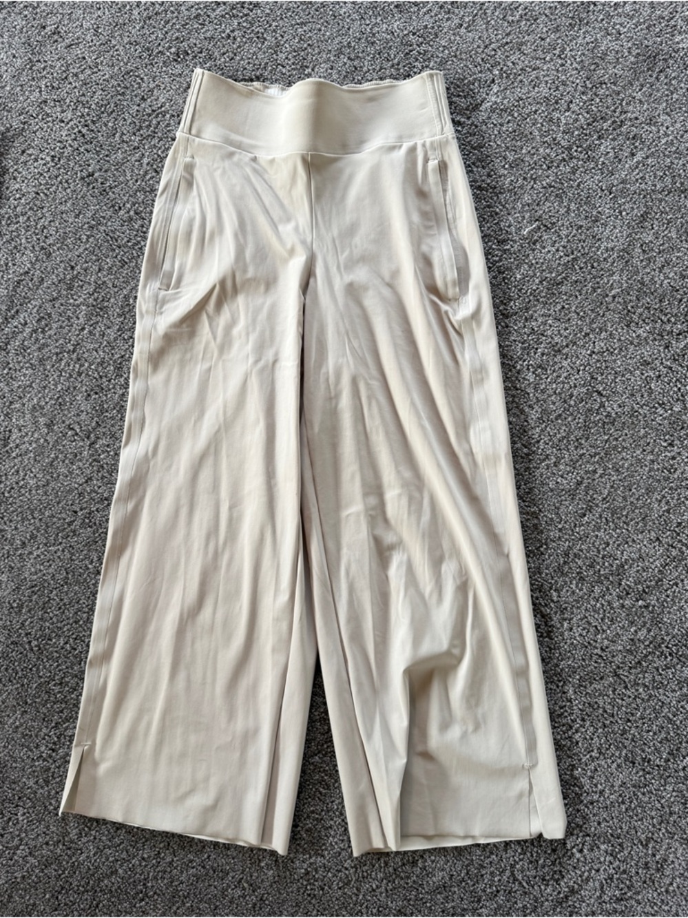 Athleta Cosmic Crop Wide-Leg High-Waist Cream Pants